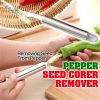 2pcs Pepper Corer; Stainless Steel Fruit Corer; Vegetable Corer; Corer With Serrated Slices And Handle; For Jalapeno