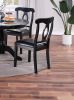 Classic Design Dining Room 5pc Set Round Table 4x side Chairs Cushion Fabric Upholstery Seat Rubberwood Black Color Furniture