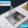 Simple Deluxe 15-Inch Top-Mount Workstation Kitchen Sink, 16 Gauge Single Bowl Stainless Steel with Accessories (Pack of 3 Built-in Components), 15 In