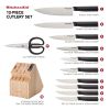 Classic Japanese Steel 12-Piece Knife Block Set with Built-in Knife Sharpener, White