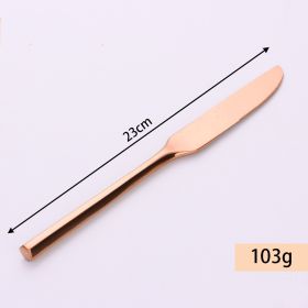 Stainless Steel Knife Fork And Spoon Set Hexagonal Forging (Option: Rose Gold Main Knife)