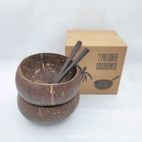 Natural Coconut Old Shell Bowl (Option: Polished 2 Suit-Coconut Spoon)