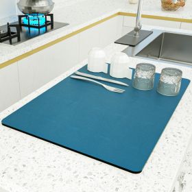 PU Leather Kitchen Countertop Draining Bar Table Insulation Bowl Plate Pot Absorbent Bathroom Mat (Option: Navy Blue-30x20)