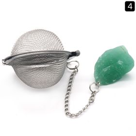 Natural Raw Gemstone Filter Ball Stew Ingredients Ball Stainless Steel Tea Filter Kitchen Gadgets (Option: Green Aventurine)