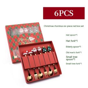 Creative Stainless Steel Christmas Spoon Kit (Option: H 6pc Six Piece Set Red Box)