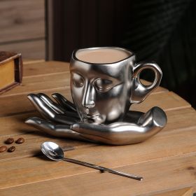 High Temperature Ceramic Creative Abstract Art Hand Fragrance Coffee Cup (Option: Silver-260ML)