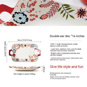 Home American Tableware Hand Drawn Creative Floral Style (Option: 14inch double ear plate)