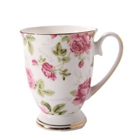 Household Creative Bone China Mark Office Cup (Option: British Rose-300 ML)