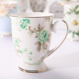 Household Creative Bone China Mark Office Cup (Option: Love Of Flower Green-300 ML)