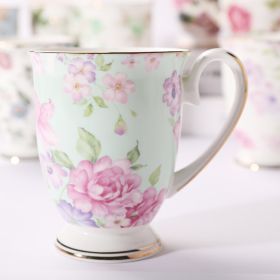 Household Creative Bone China Mark Office Cup (Option: Blooming Flowers-300 ML)