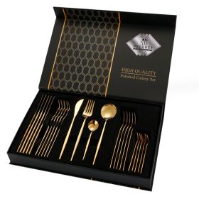 Gift Box Stainless Steel Tableware 24-piece Set (Option: Gold 24 Piece Set)